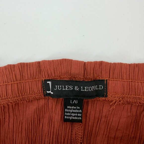 Jules & Leopold Brown tan crinkle crepe flare drawstring pants Large - Picture 2 of 5